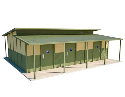 Noosa Tourist Multi Amenity Toilet Building with Classic Cream and Pale Eucalypt colour scheme